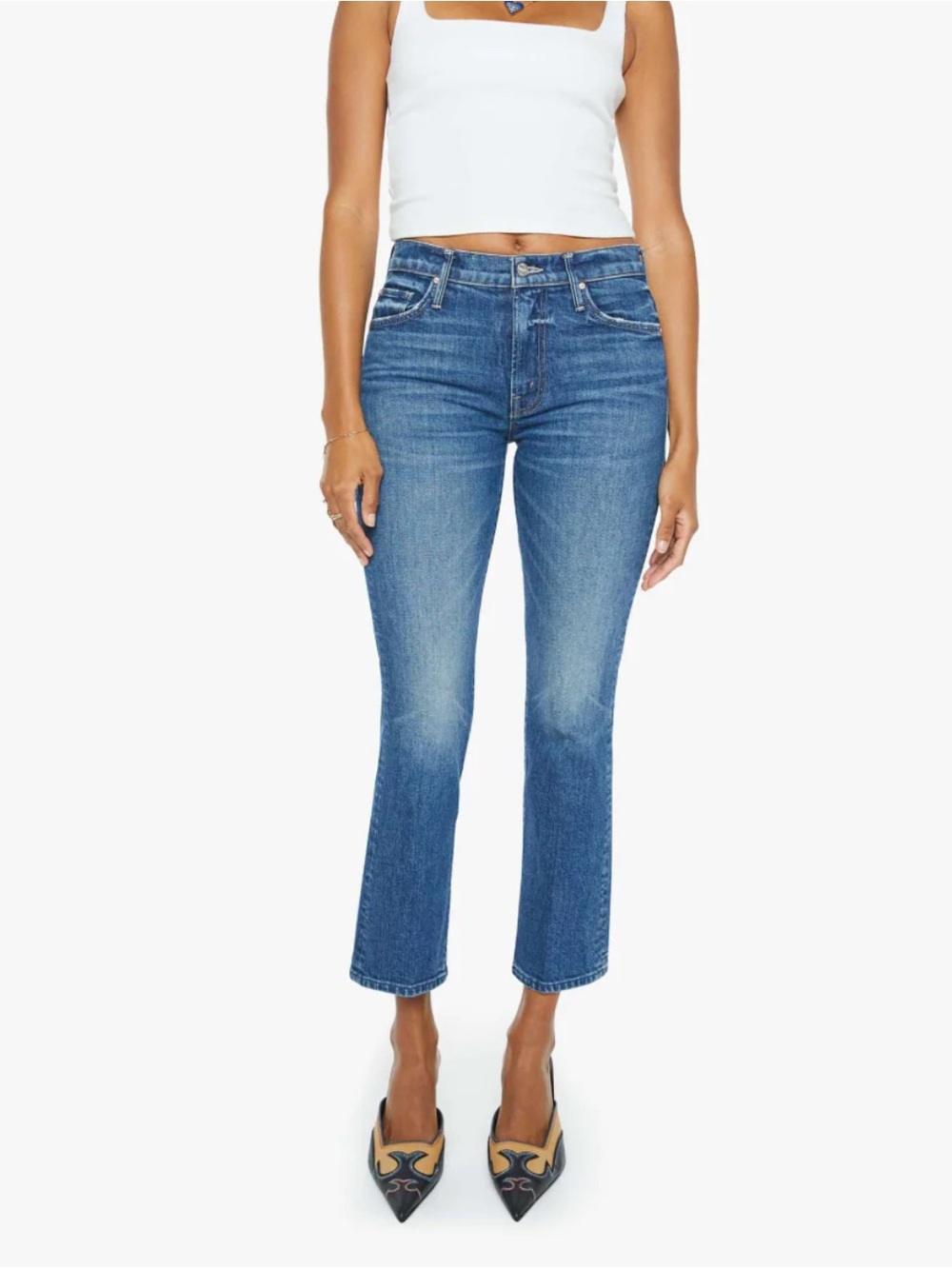 MOTHER Superior  The Insider Ankle Denim Jeans in Faded Blue